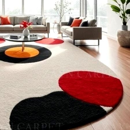 Handcrafted Round Color Dot Contemporary Area Rug